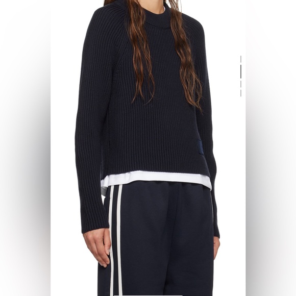 Ami  paris patch sweater in navy color - Picture 2 of 8